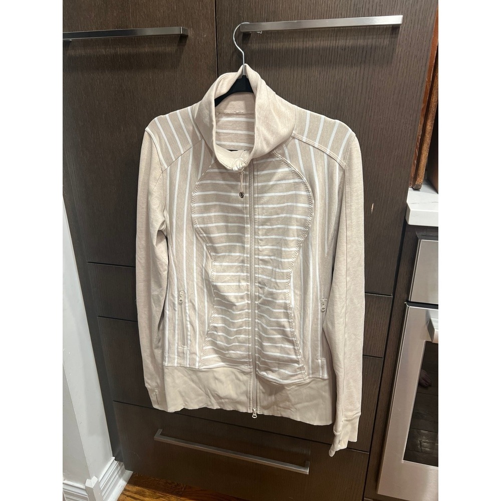 Lululemon Define striped beige and white zip-up jacket women's 10